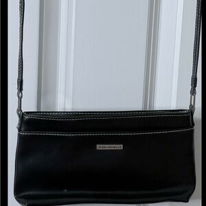 Jean Michelle Black Faux Leather Handbag 10” x 5” x 3” Purse Crossbody Clutch